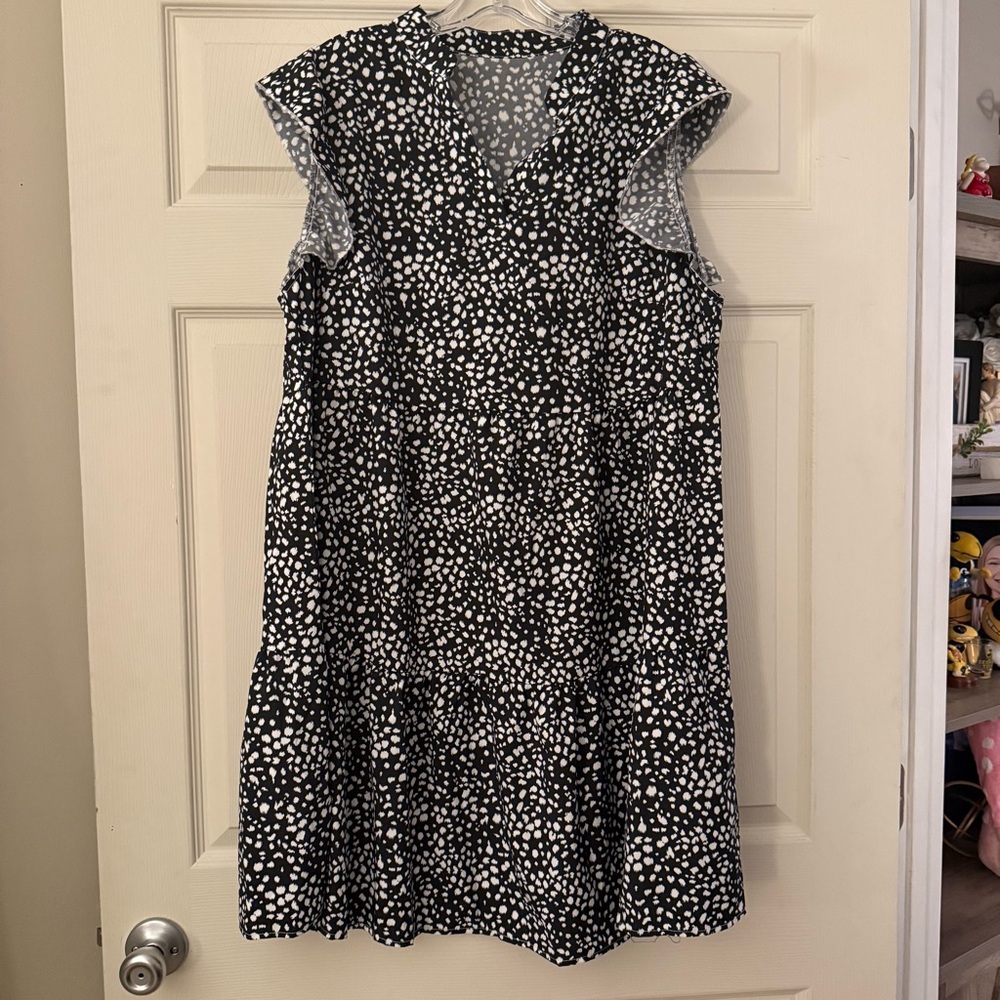 SHEIN Black and White Dotted Mini Dress